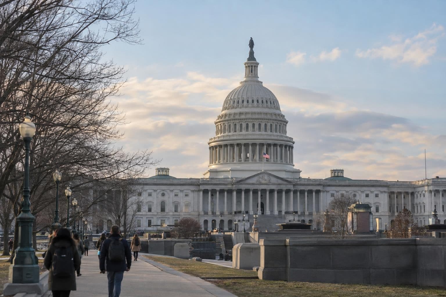 The U.S. Capitol building illustrates an unresolved congressional debate over year-round daylight saving time.