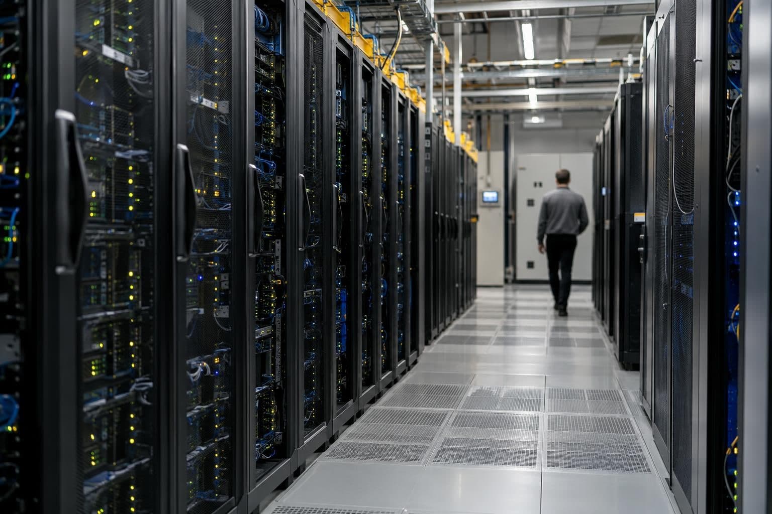 Unbranded server racks in a data center, illustrating the advanced AI systems under discussion.