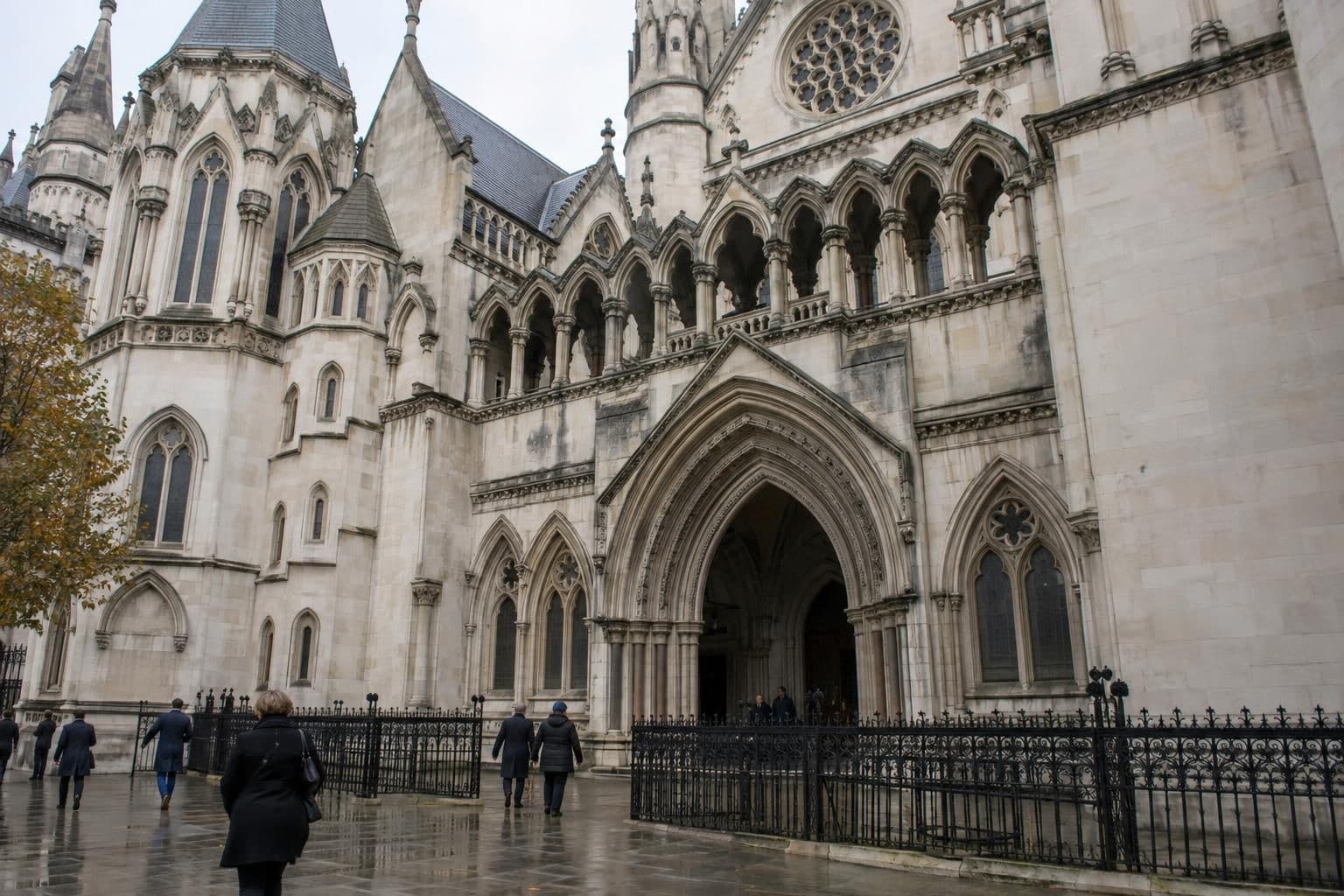 Exterior of a courthouse building in London.