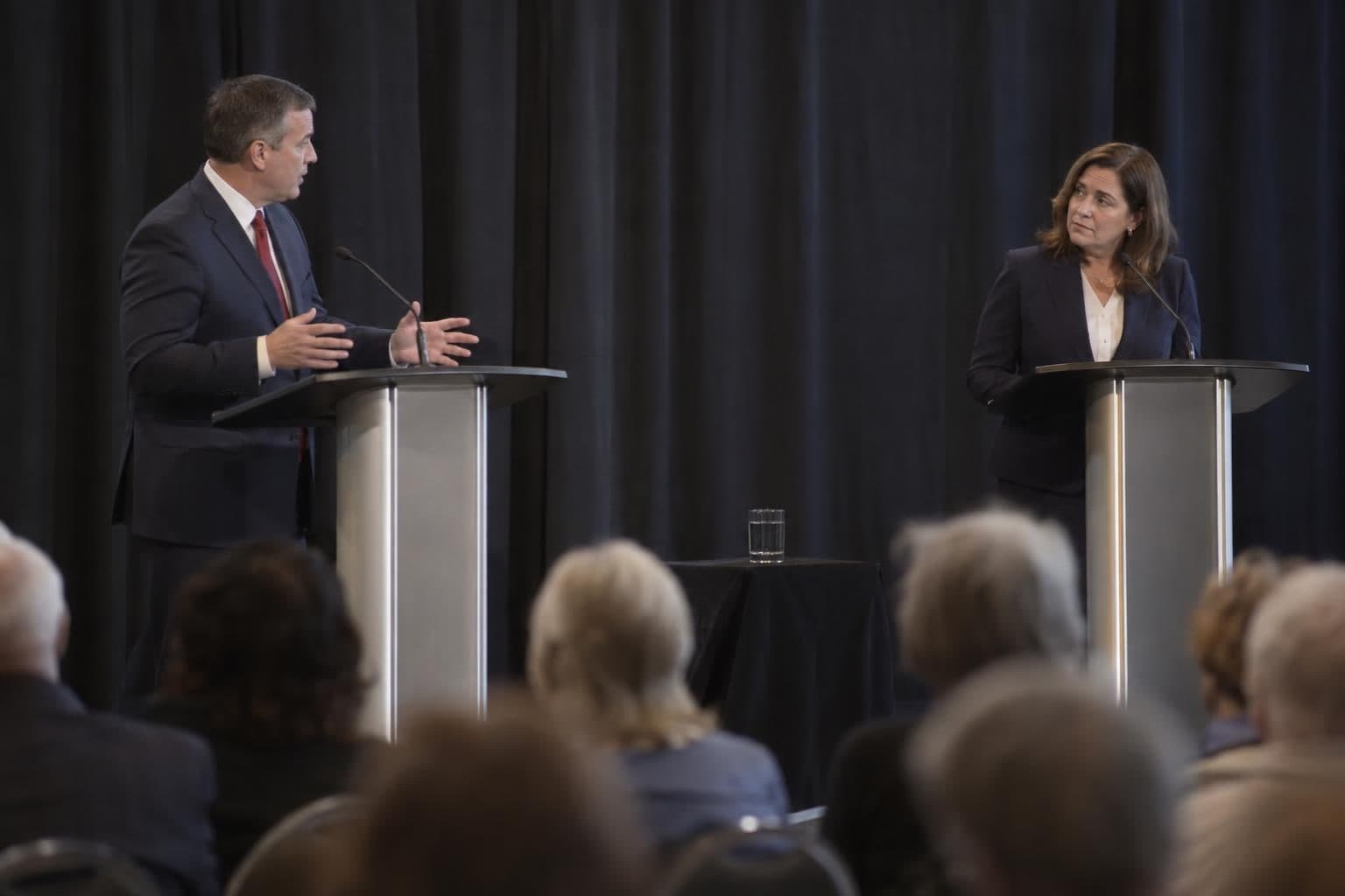 Two candidates take part in a Senate debate about rural health funding and Medicaid cuts.