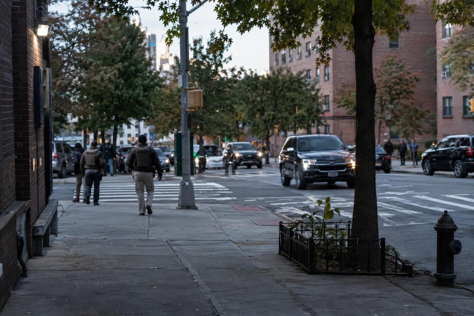 A city street intersection in Marble Hill near the site of an ICE shooting.