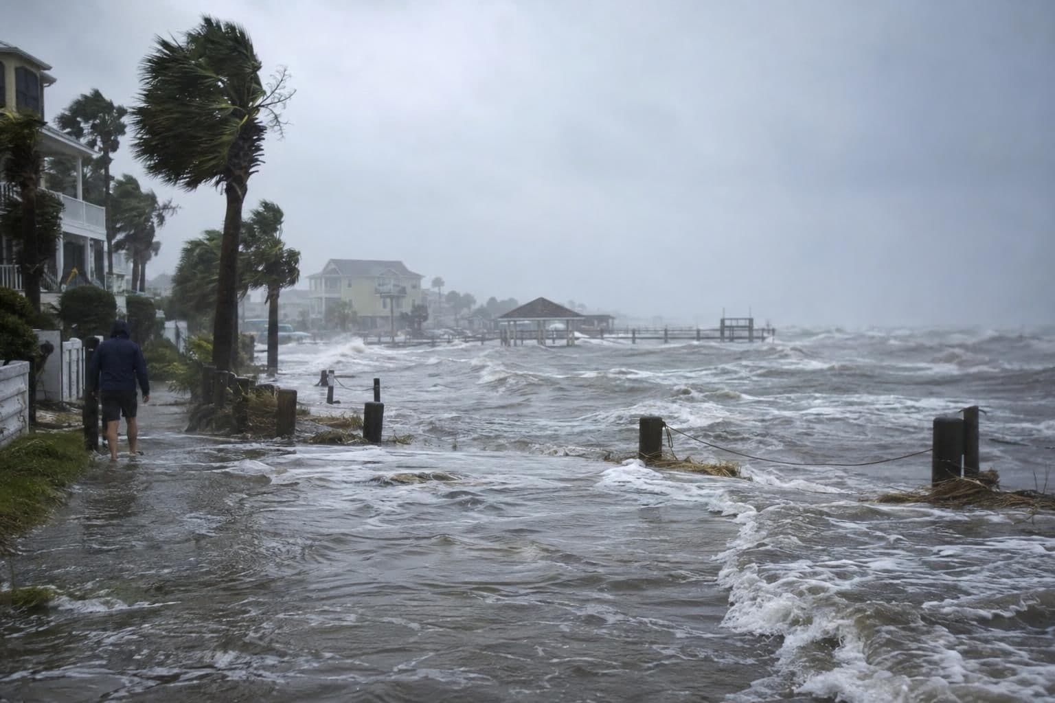 Storm-surge flooding and heavy rain along Florida’s Gulf Coast as Hurricane Isaias makes landfall.