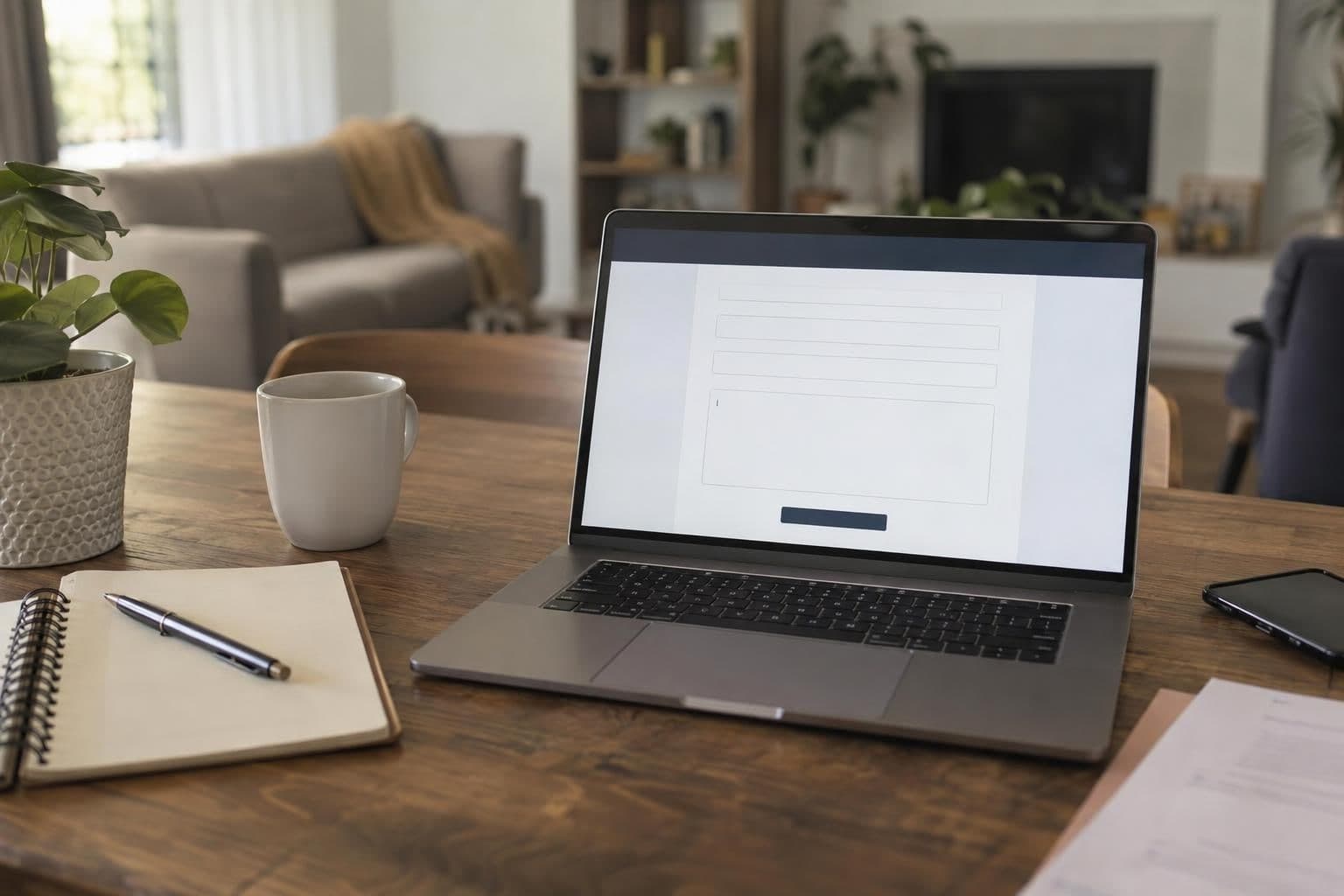 A laptop showing a generic online police tip form with blank contact fields.