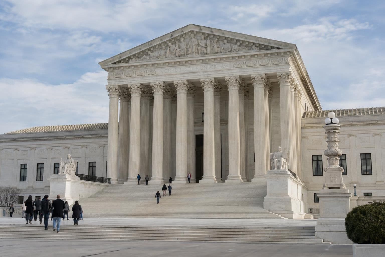 Exterior of the U.S. Supreme Court building, viewed from a distance.